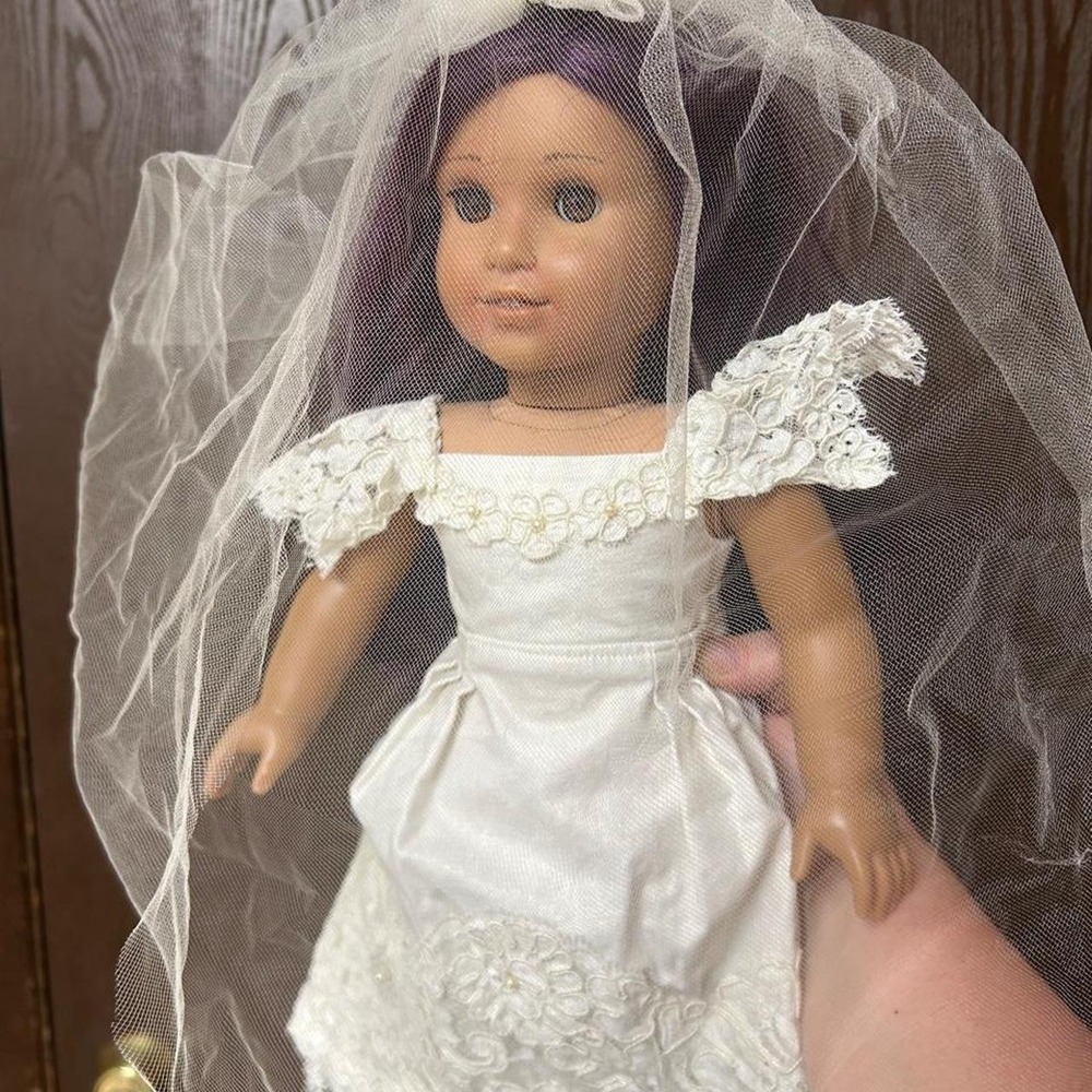 18" Doll Vintage Wedding Dress w/Veil